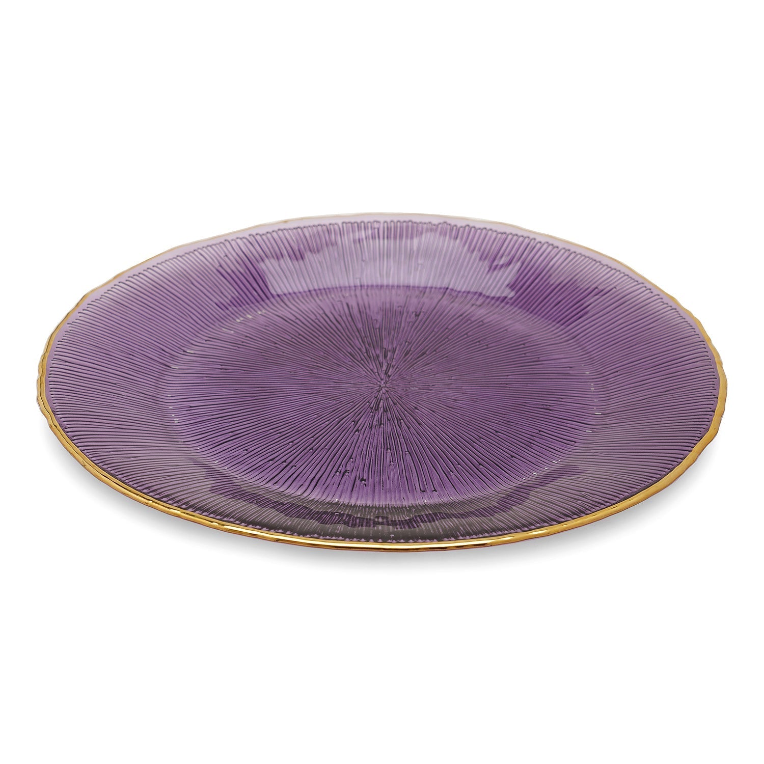 Set Of 2 Purple Radial Glass Charger Plates