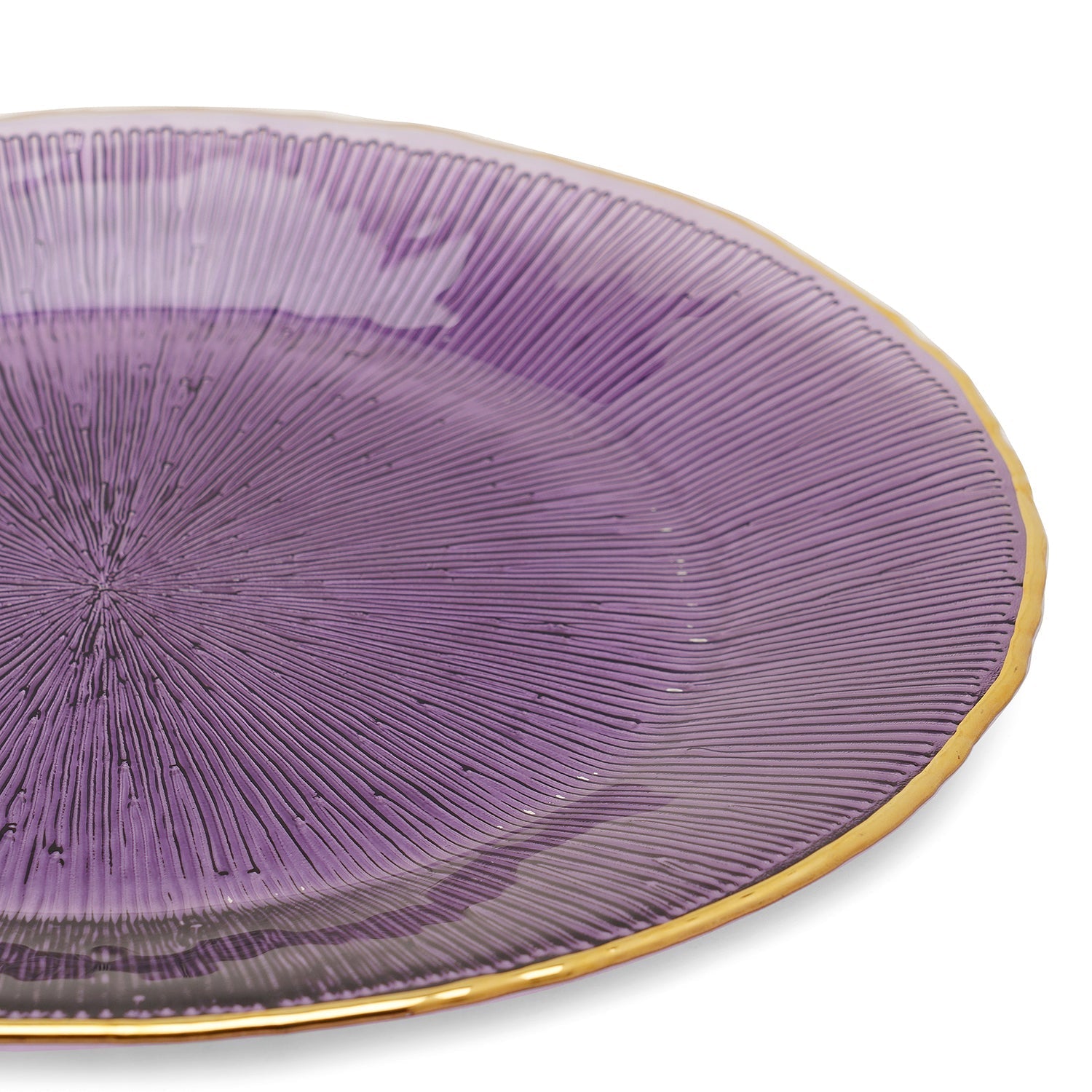 Set Of 2 Purple Radial Glass Charger Plates