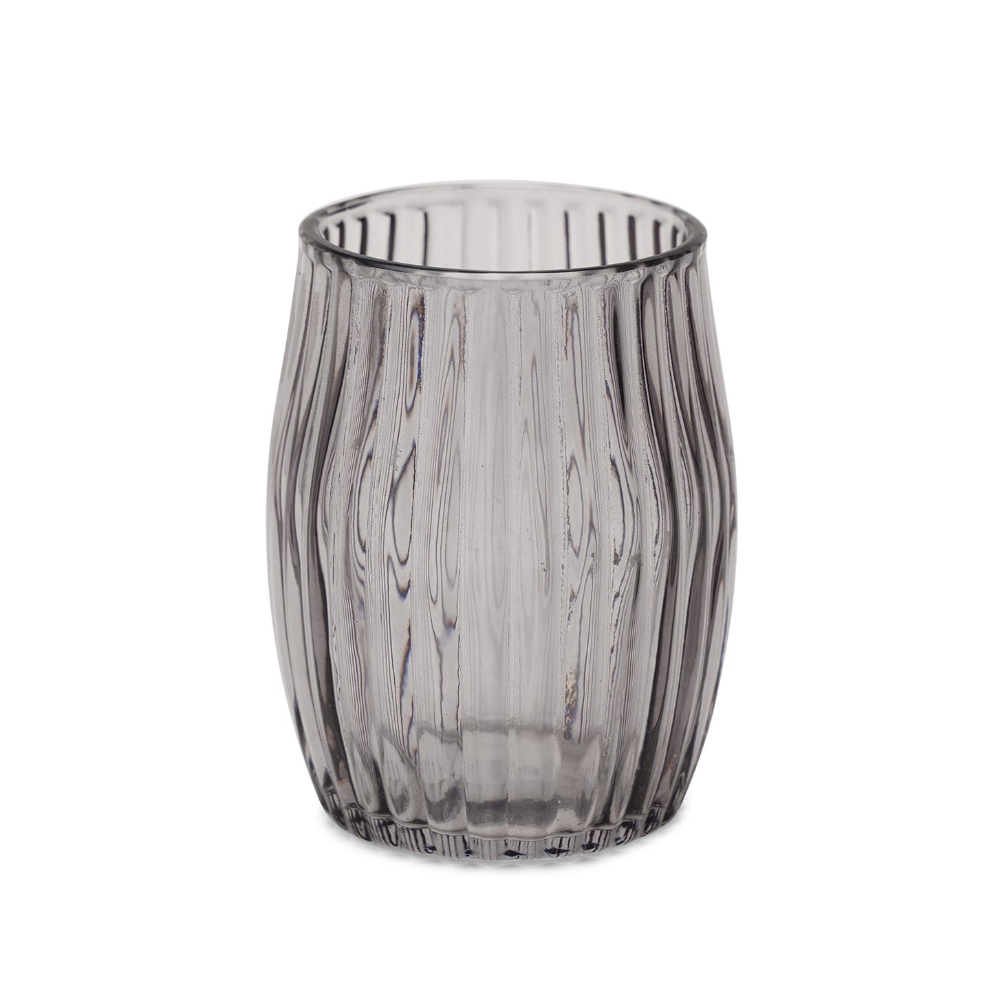 Black Ribbed Glass Toothbrush Holder