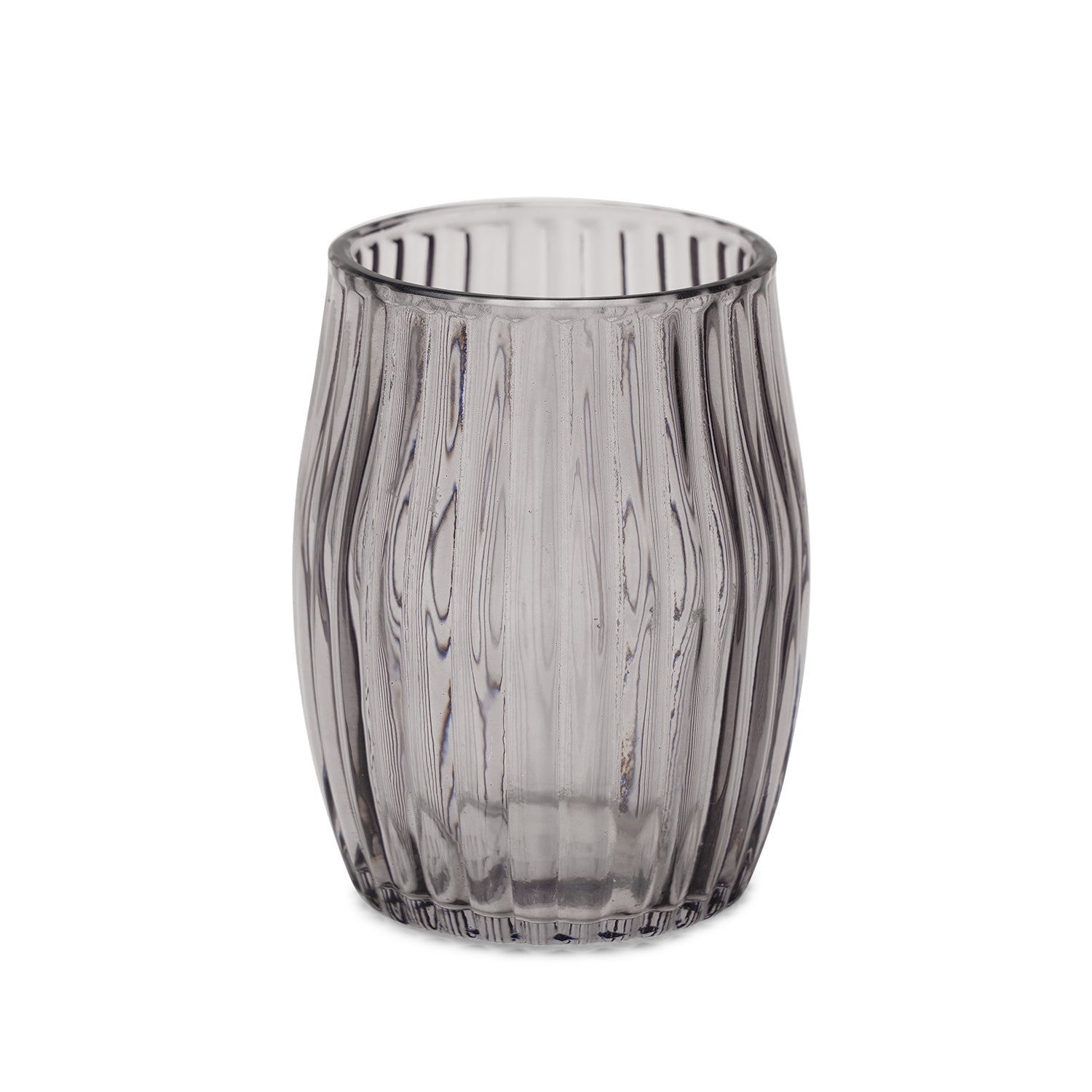 Black Ribbed Glass Toothbrush Holder