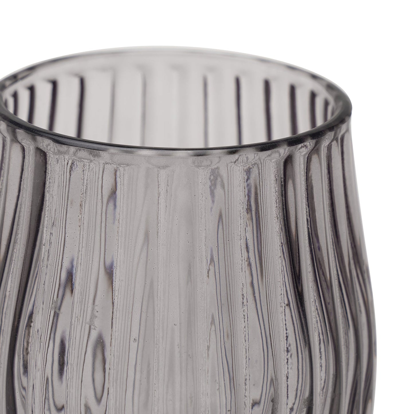 Black Ribbed Glass Toothbrush Holder