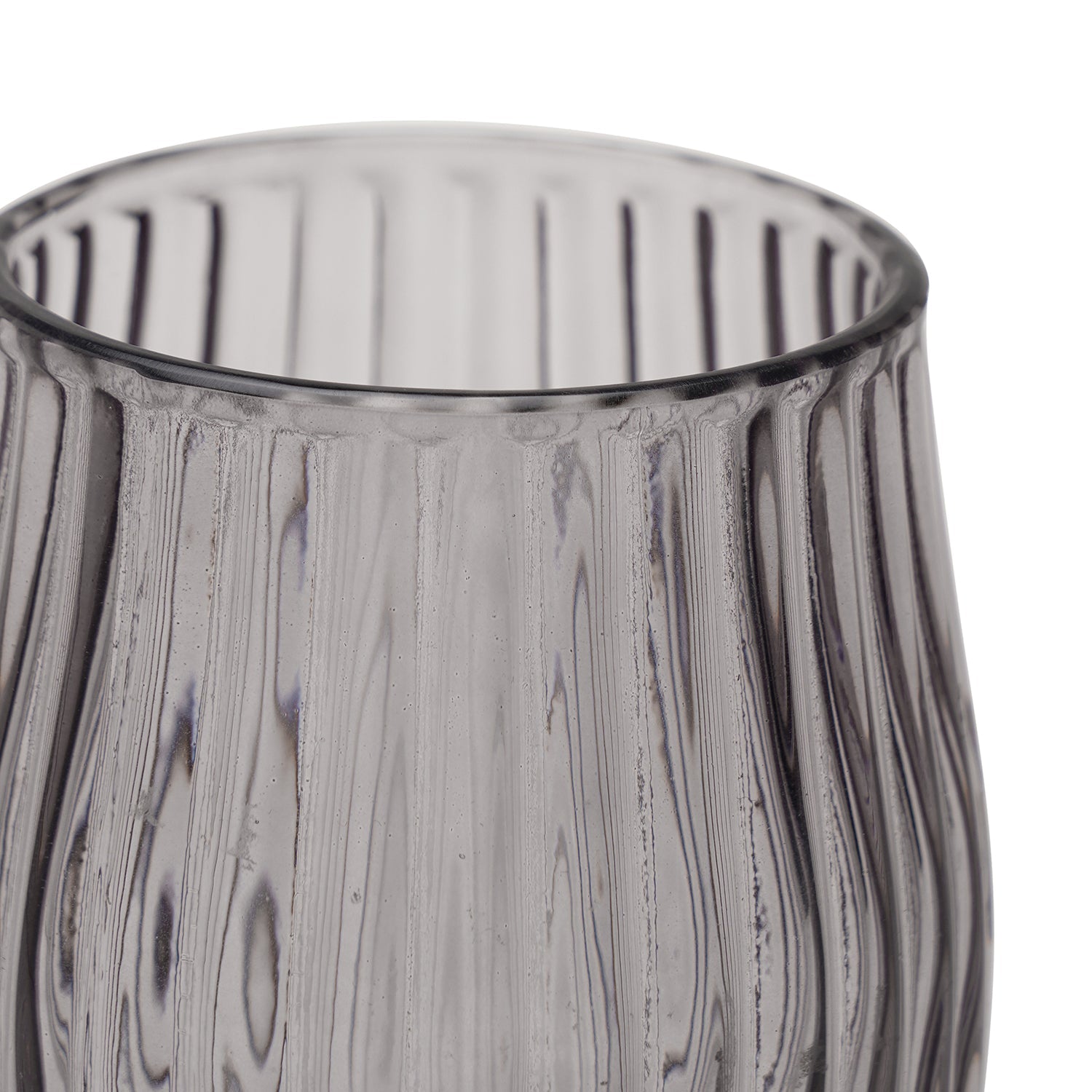 Black Ribbed Glass Toothbrush Holder