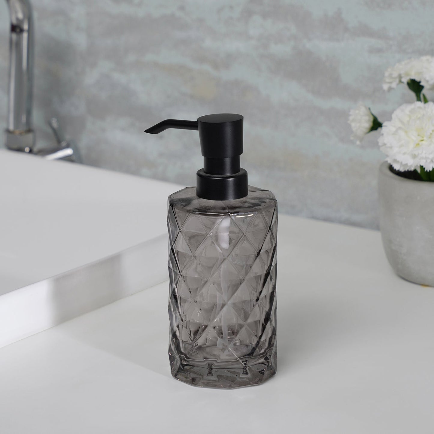 Black Prism Texture Glass Soap Dispenser