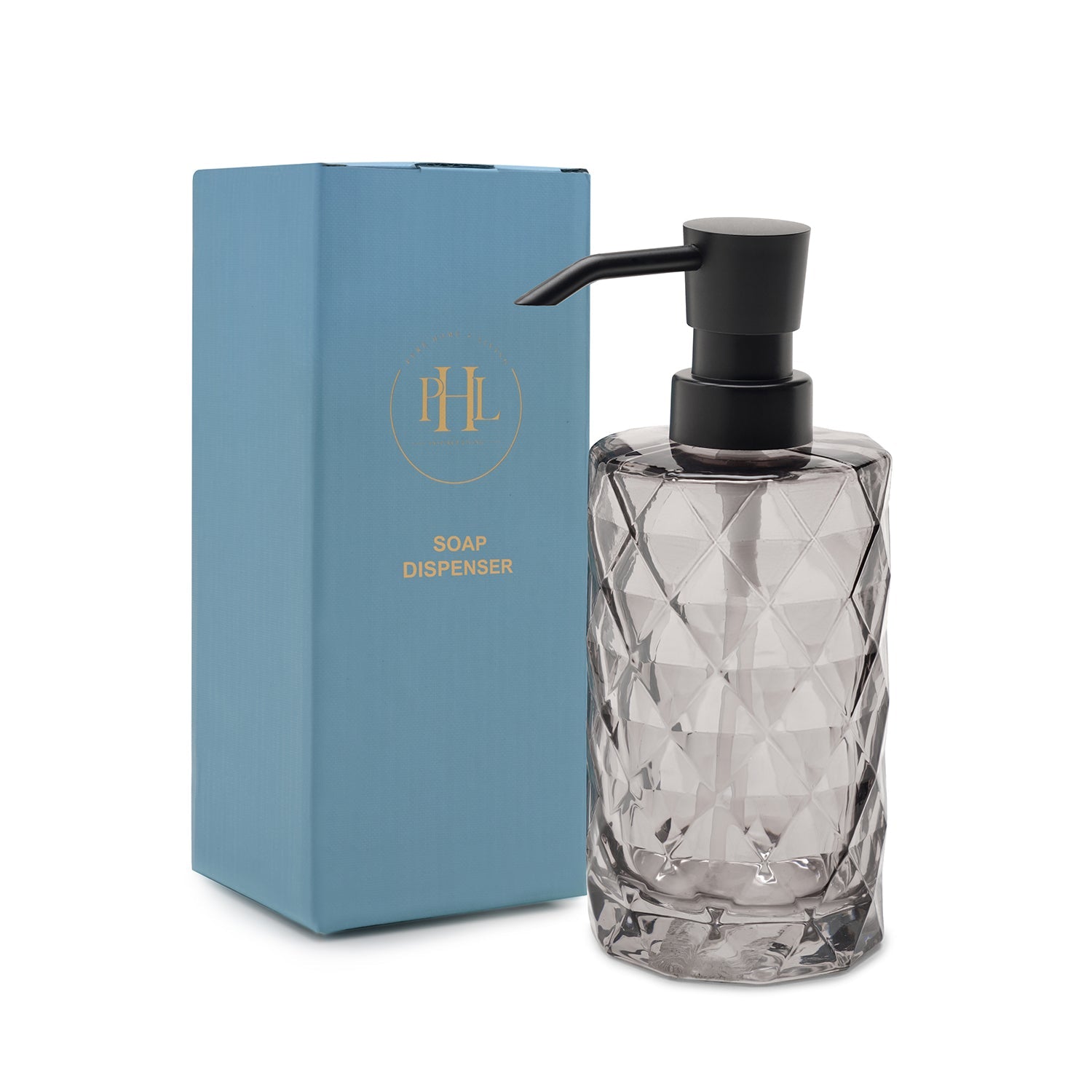 Black Prism Texture Glass Soap Dispenser