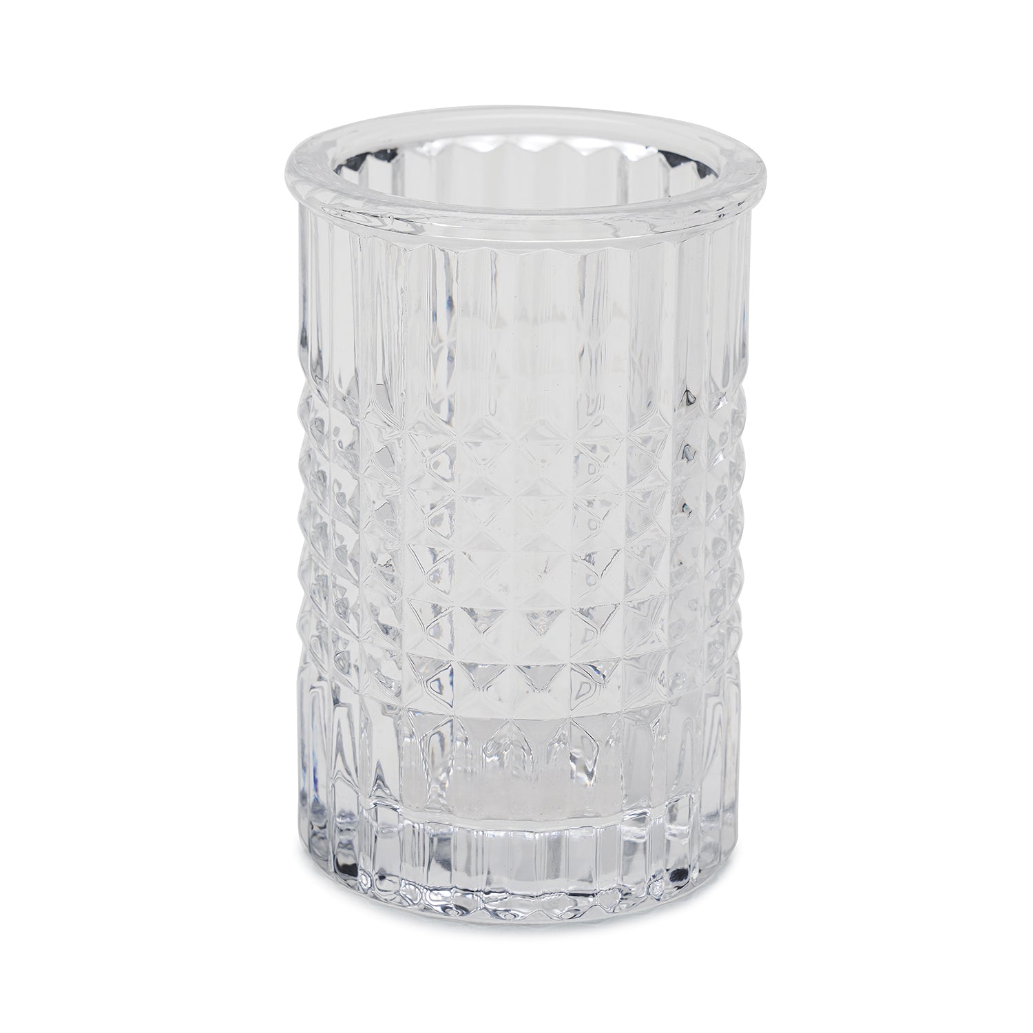 Clear Diamond Texture Glass Toothbrush Holder