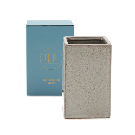 Beige Glazed Stone Toothbrush Holder