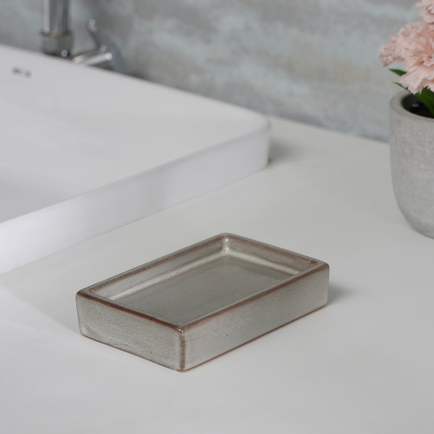 Beige Glazed Stone Soap Dish