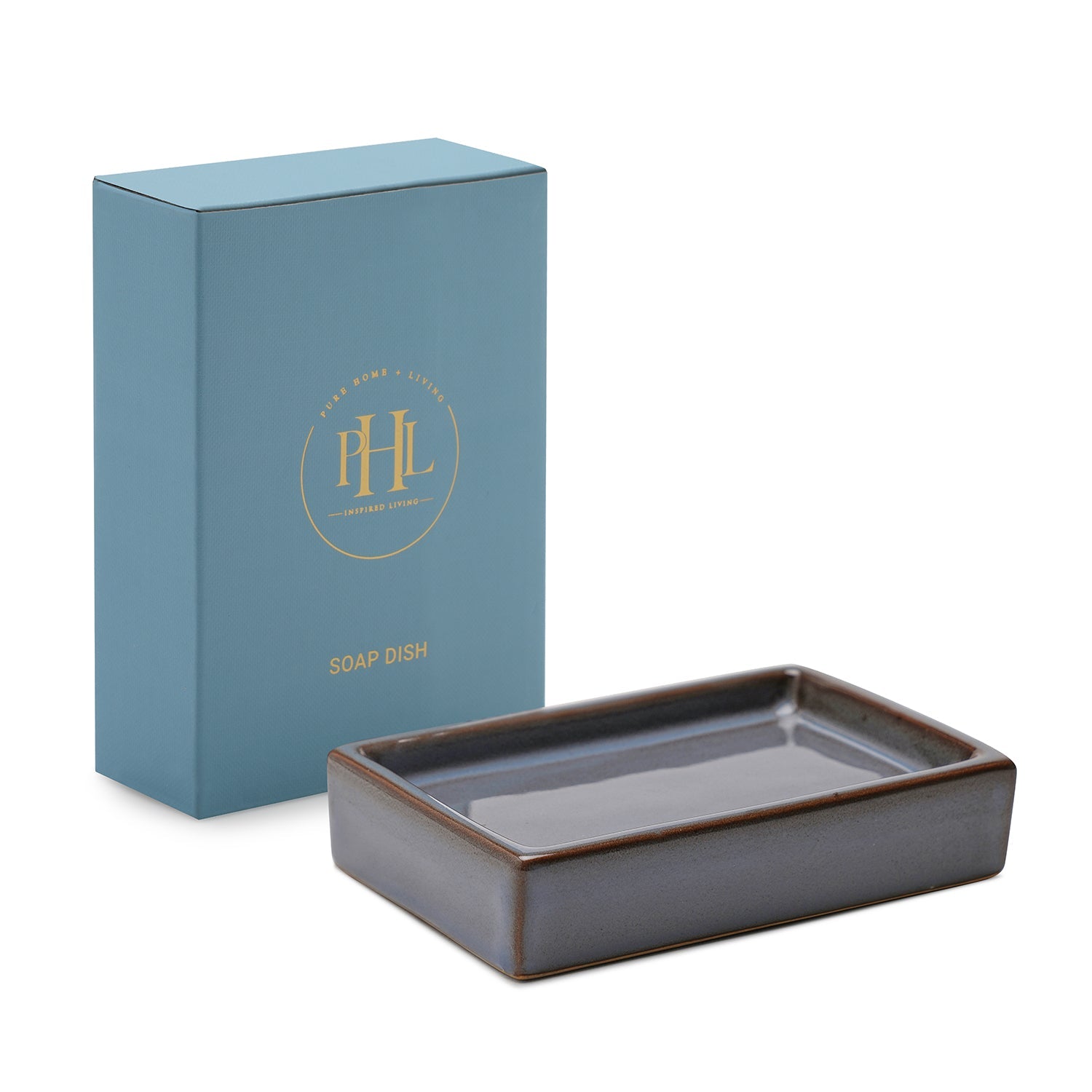 Grey Glazed Stone Soap Dish
