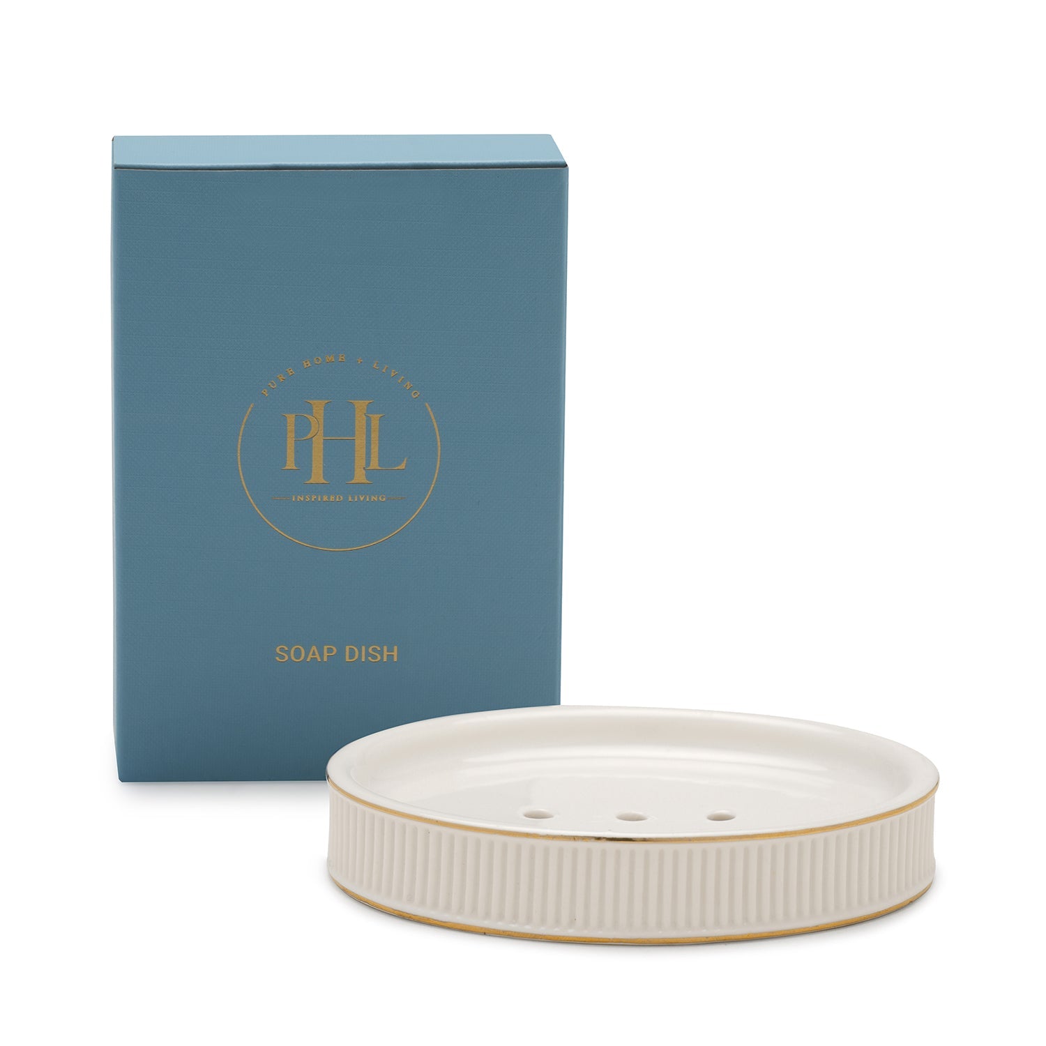 White Ribbed Porcelain Soap Dish