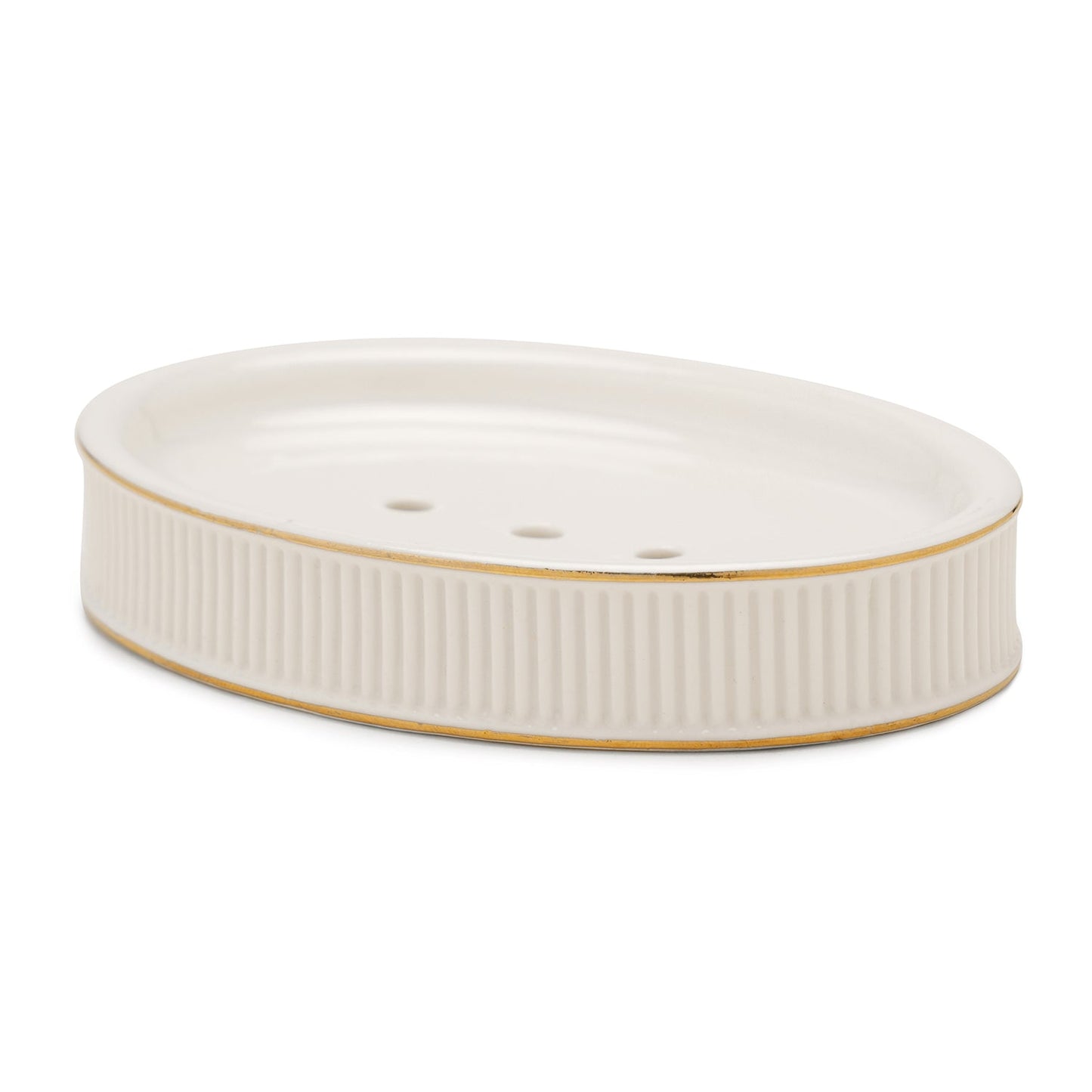 White Ribbed Porcelain Soap Dish