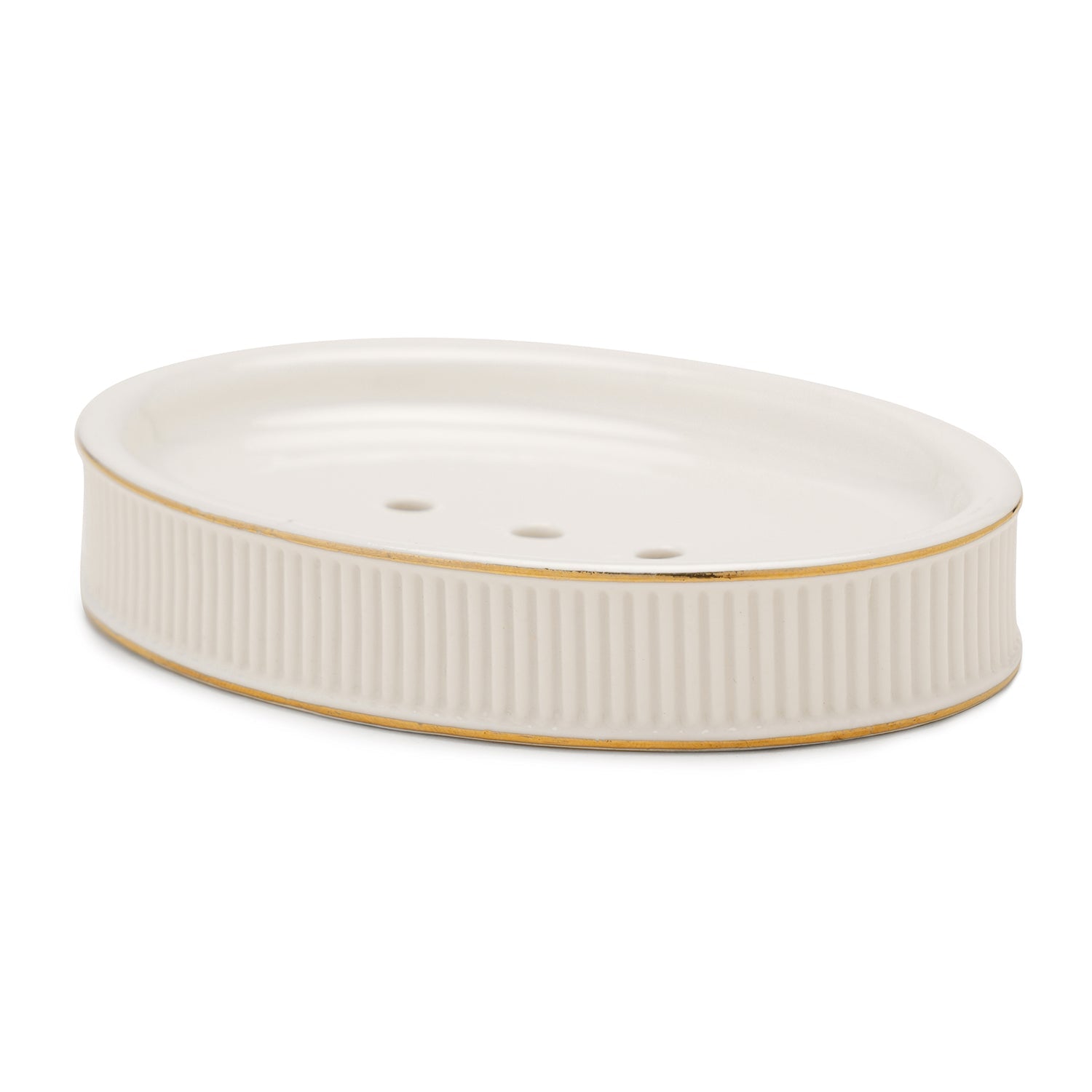 White Ribbed Porcelain Soap Dish