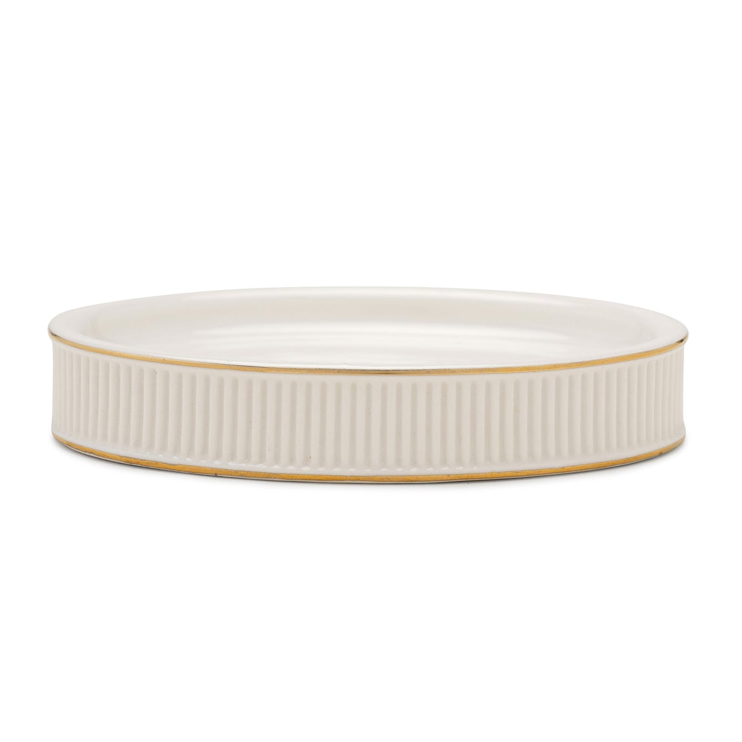 White Ribbed Porcelain Soap Dish