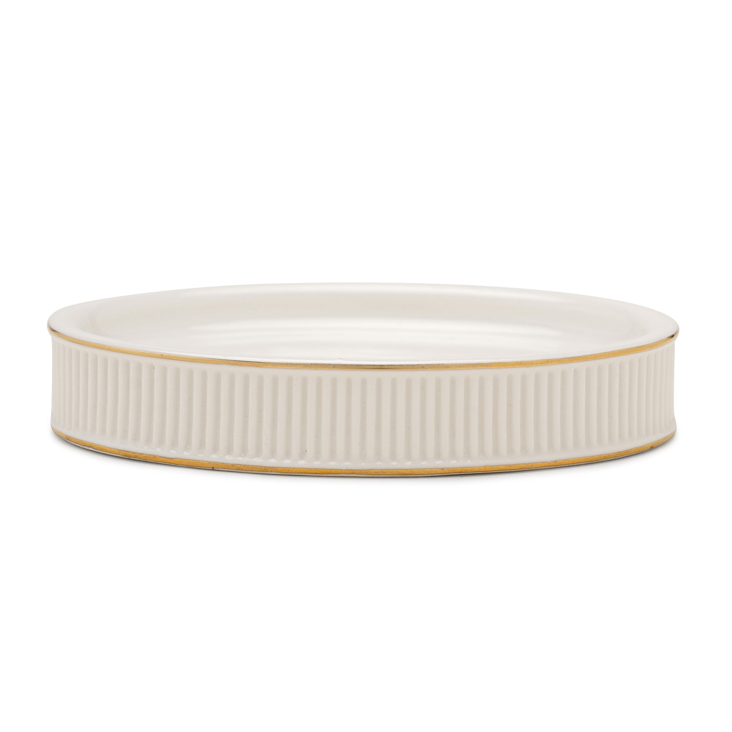 White Ribbed Porcelain Soap Dish