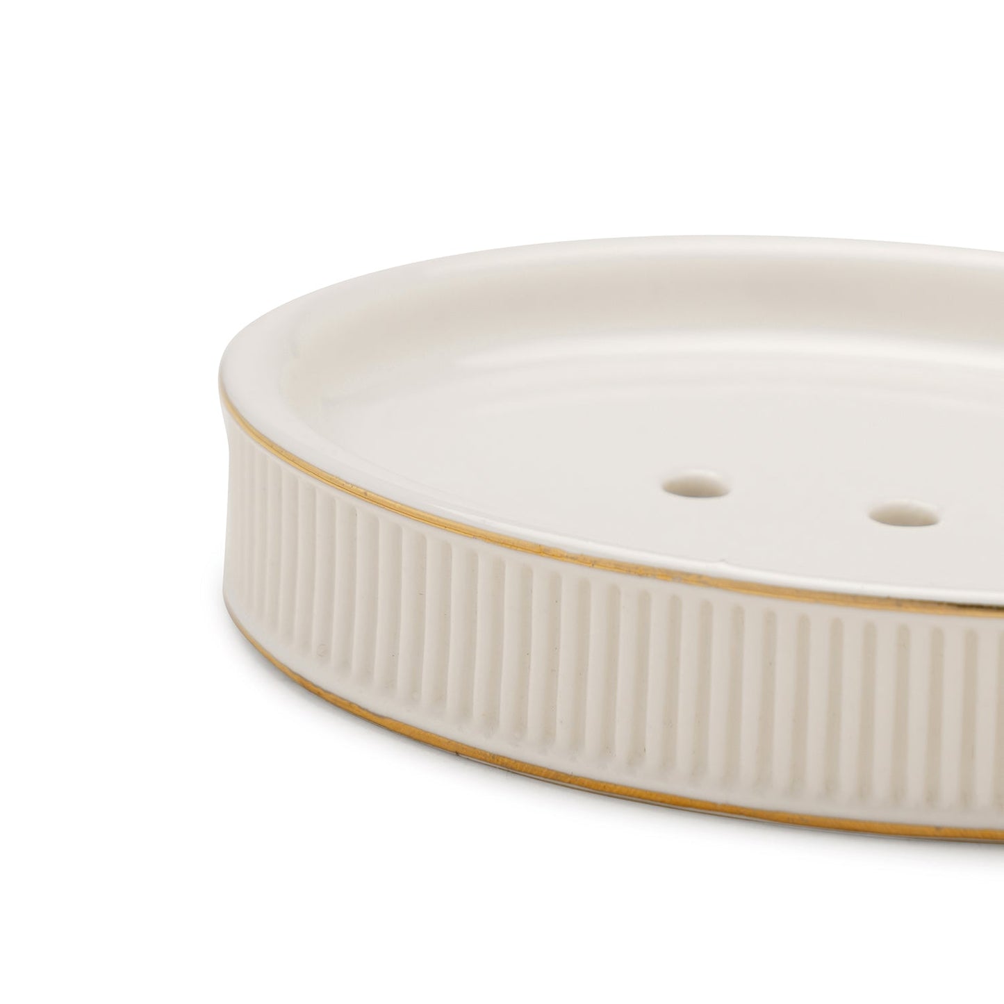 White Ribbed Porcelain Soap Dish