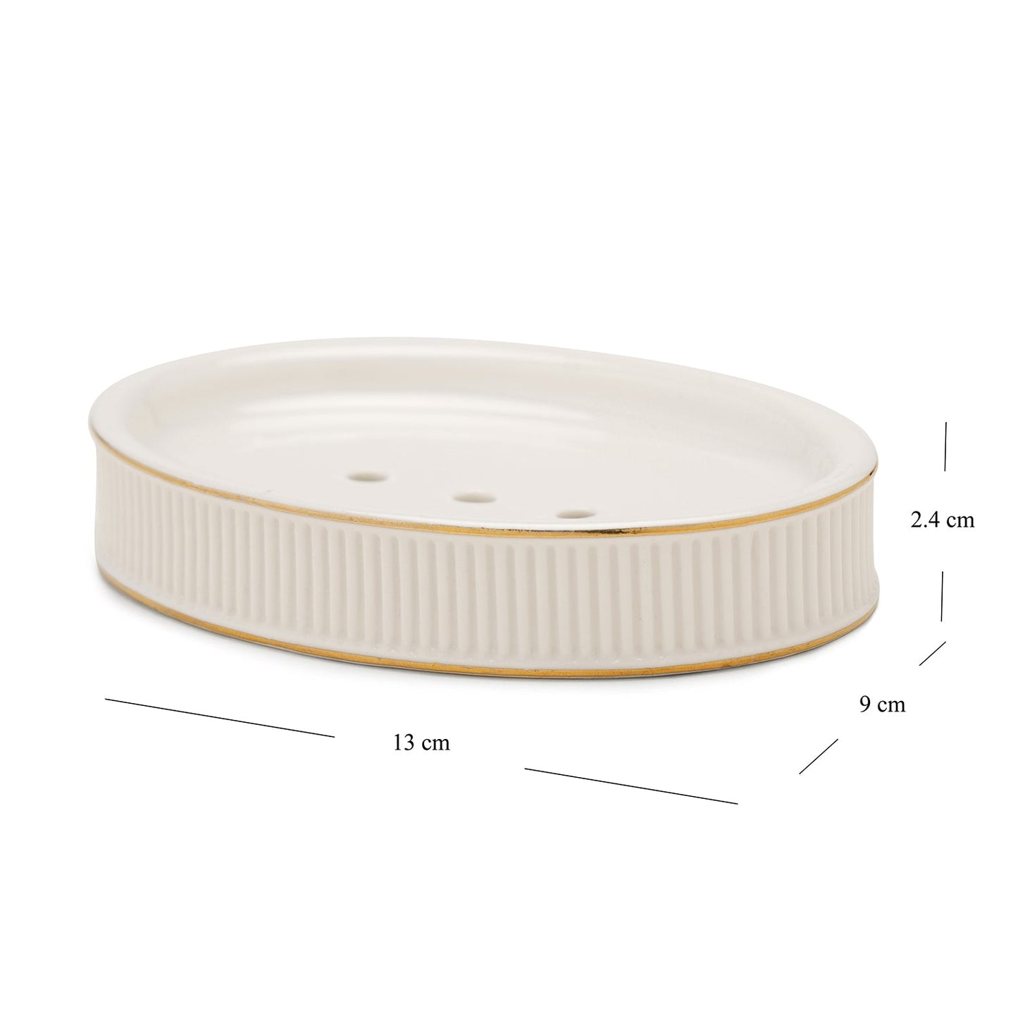 White Ribbed Porcelain Soap Dish