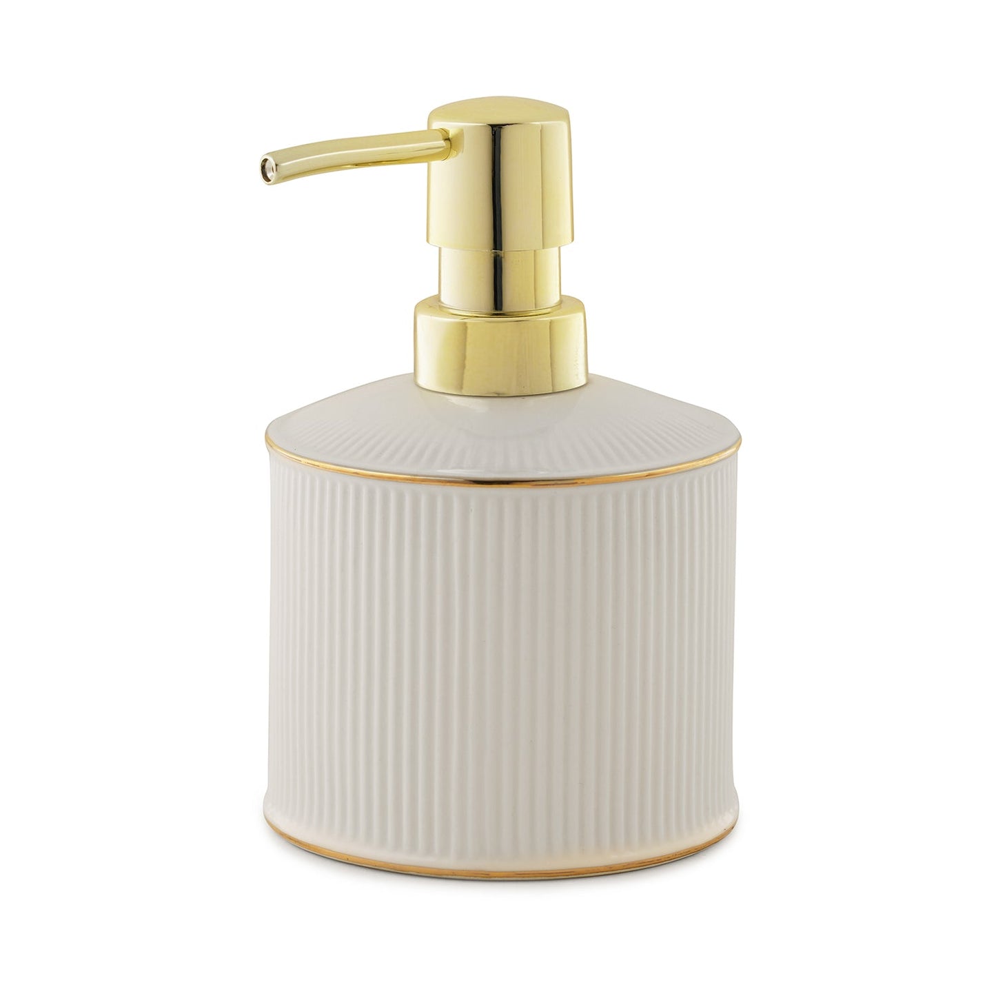 White Ribbed Porcelain Soap Dispenser