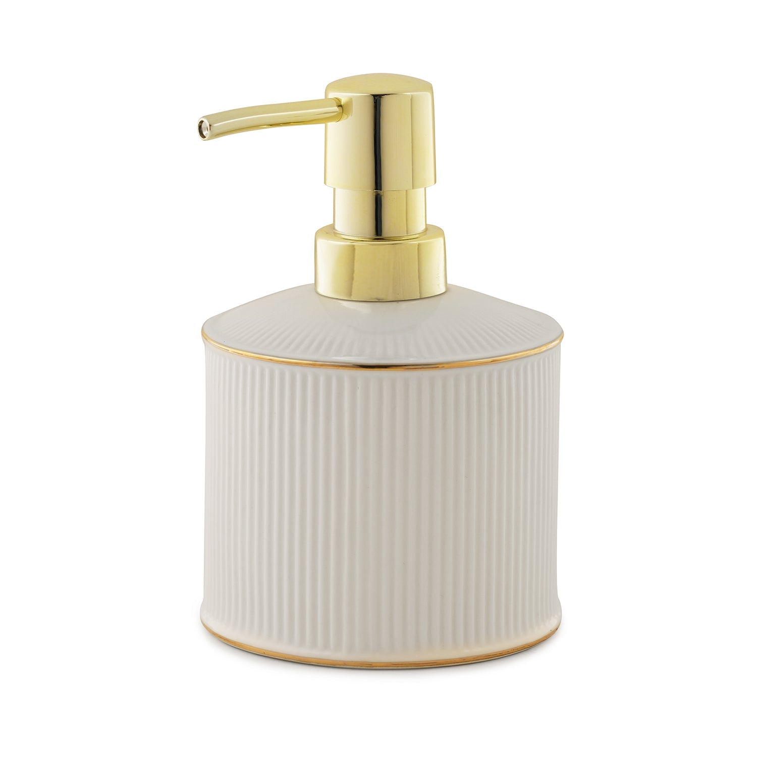 White Ribbed Porcelain Soap Dispenser