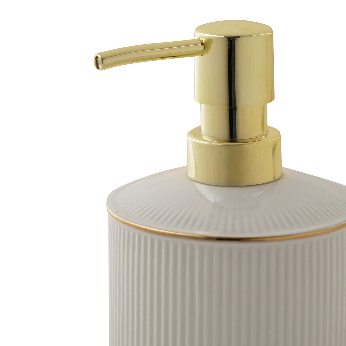 White Ribbed Porcelain Soap Dispenser