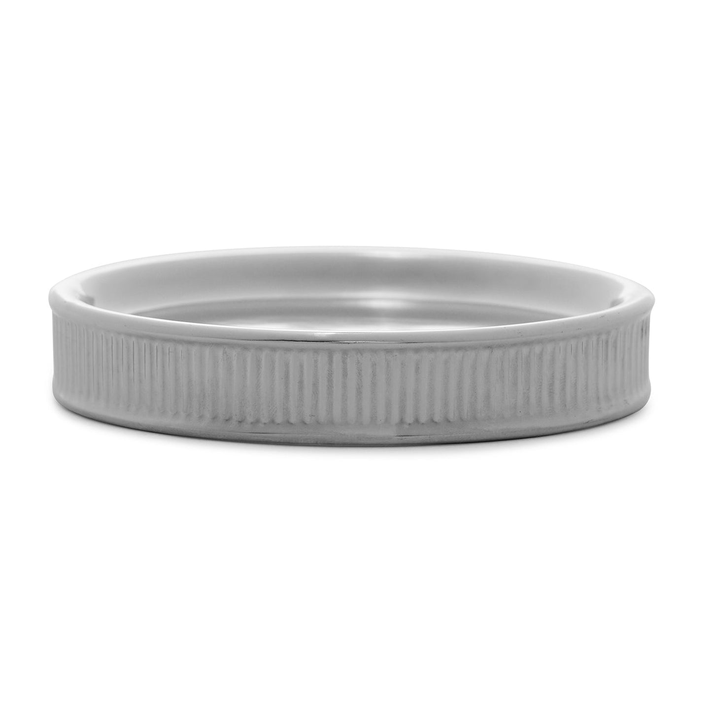 Silver Chrome Ribbed Porcelain Soap Dish