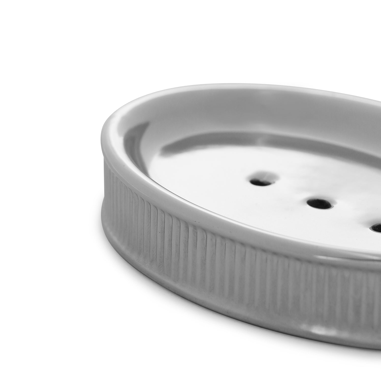 Silver Chrome Ribbed Porcelain Soap Dish