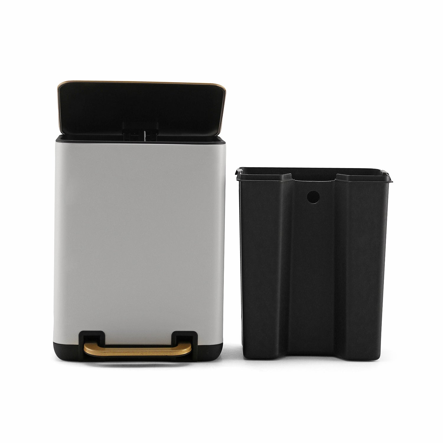 White Iron Pedal Rectangular Dustbin With Lid - Small