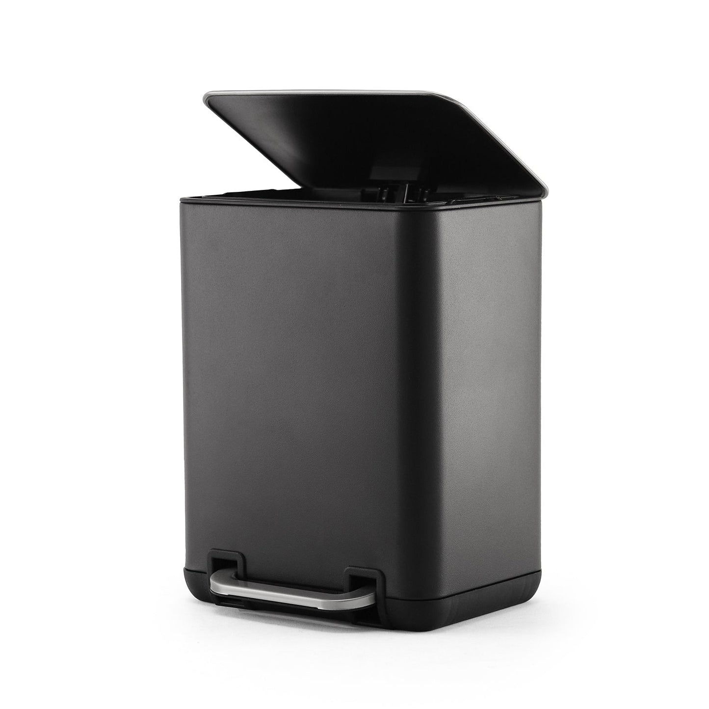 Black Iron Pedal Rectangular Dustbin with Lid - Small