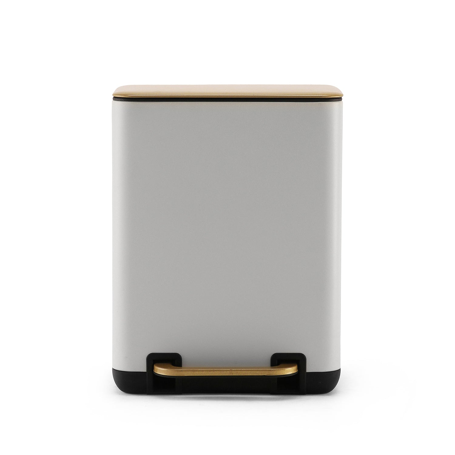 White Iron Pedal Rectangular Dustbin With Lid - Large
