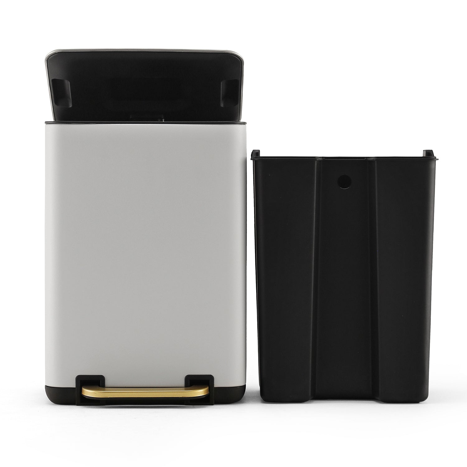 White Iron Pedal Rectangular Dustbin With Lid - Large