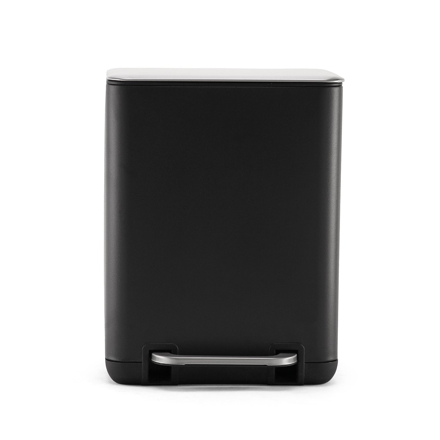 Black Iron Pedal Rectangular Dustbin With Lid - Large