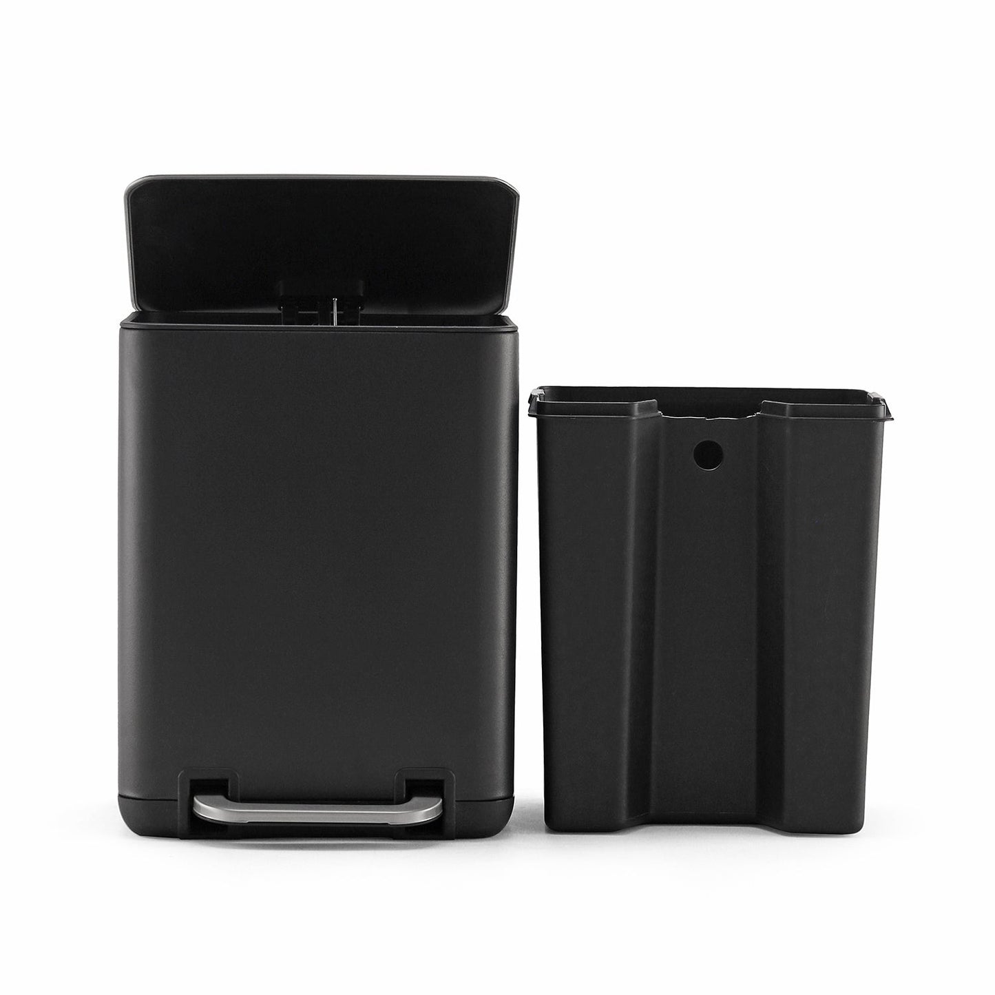 Black Iron Pedal Rectangular Dustbin With Lid - Large