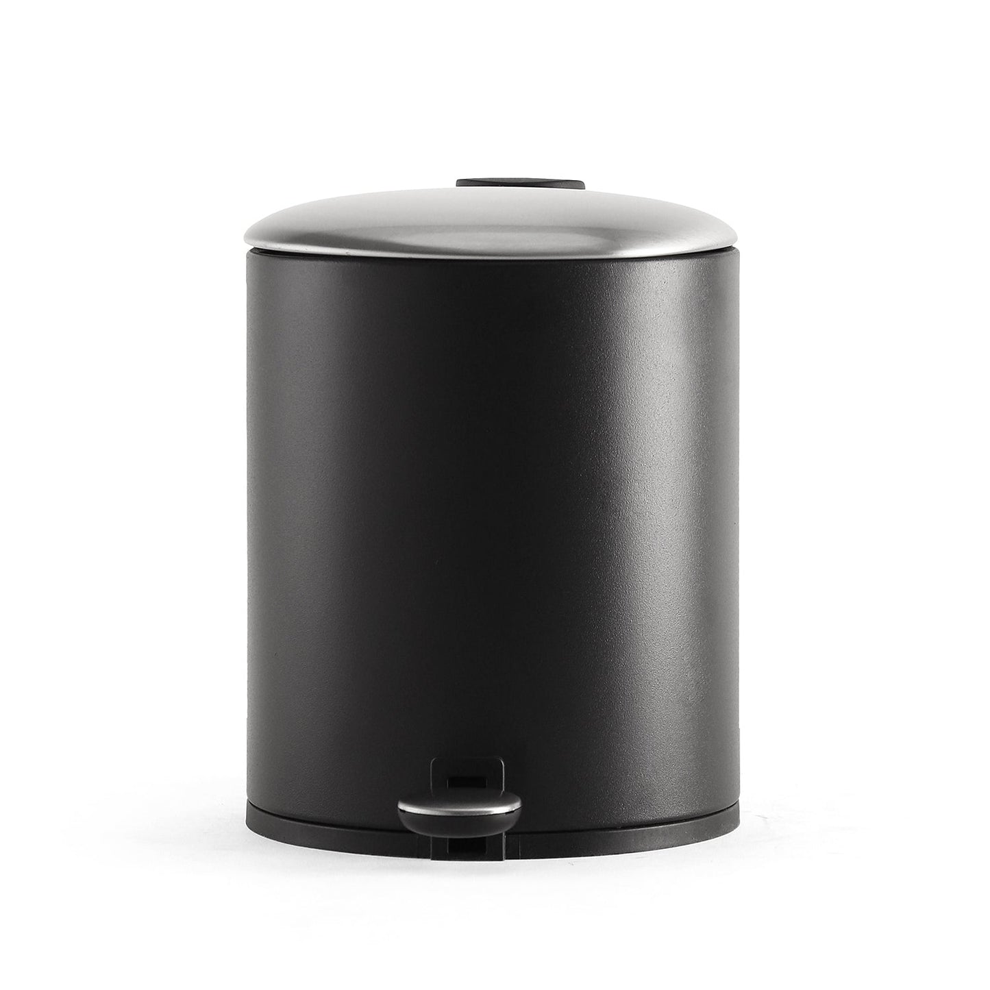 Black Iron Pedal Circular Dustbin With Lid - Small