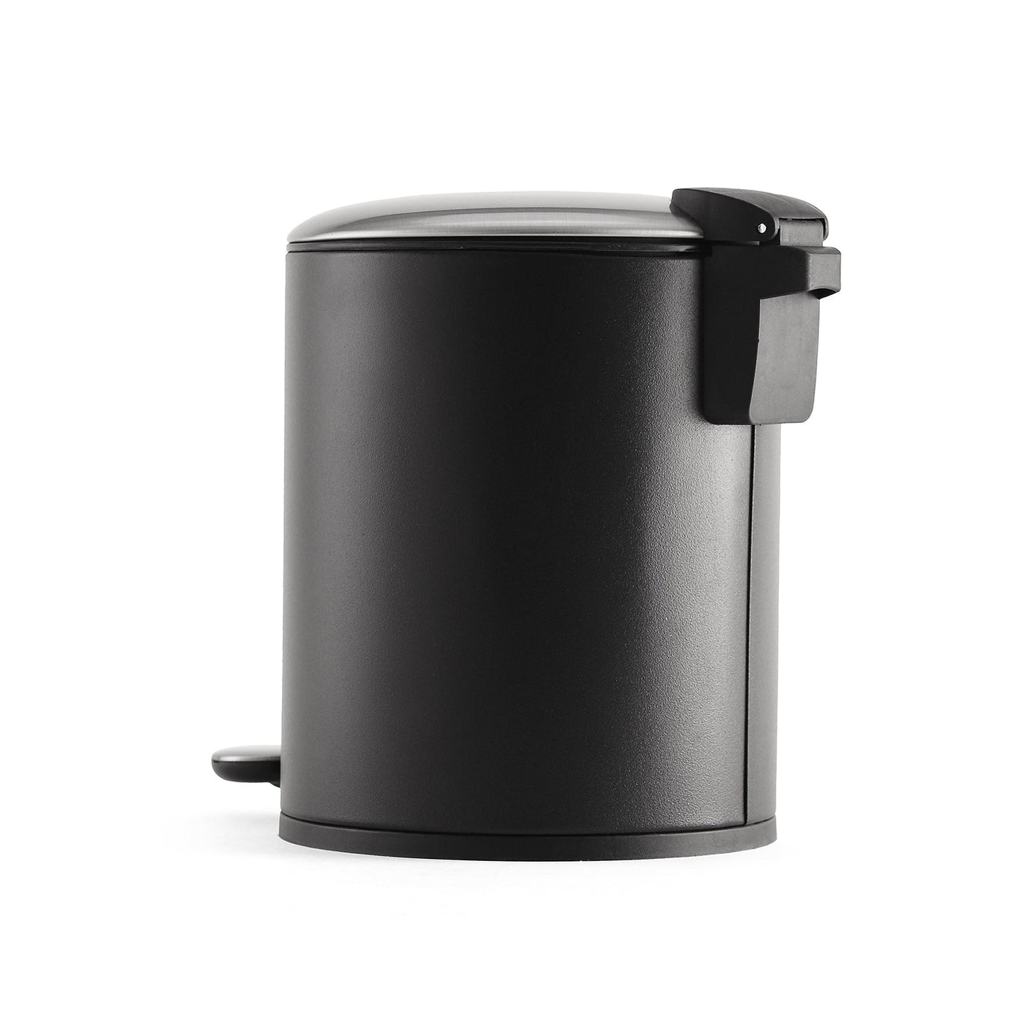 Black Iron Pedal Circular Dustbin With Lid - Small