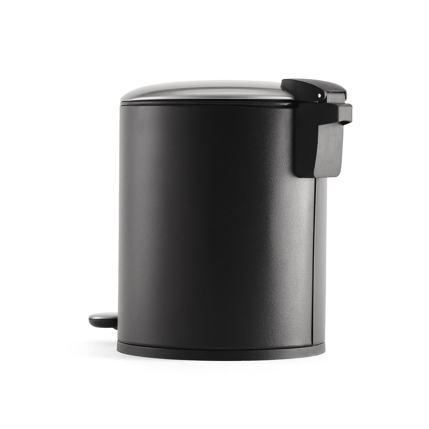Black Iron Pedal Circular Dustbin With Lid - Small