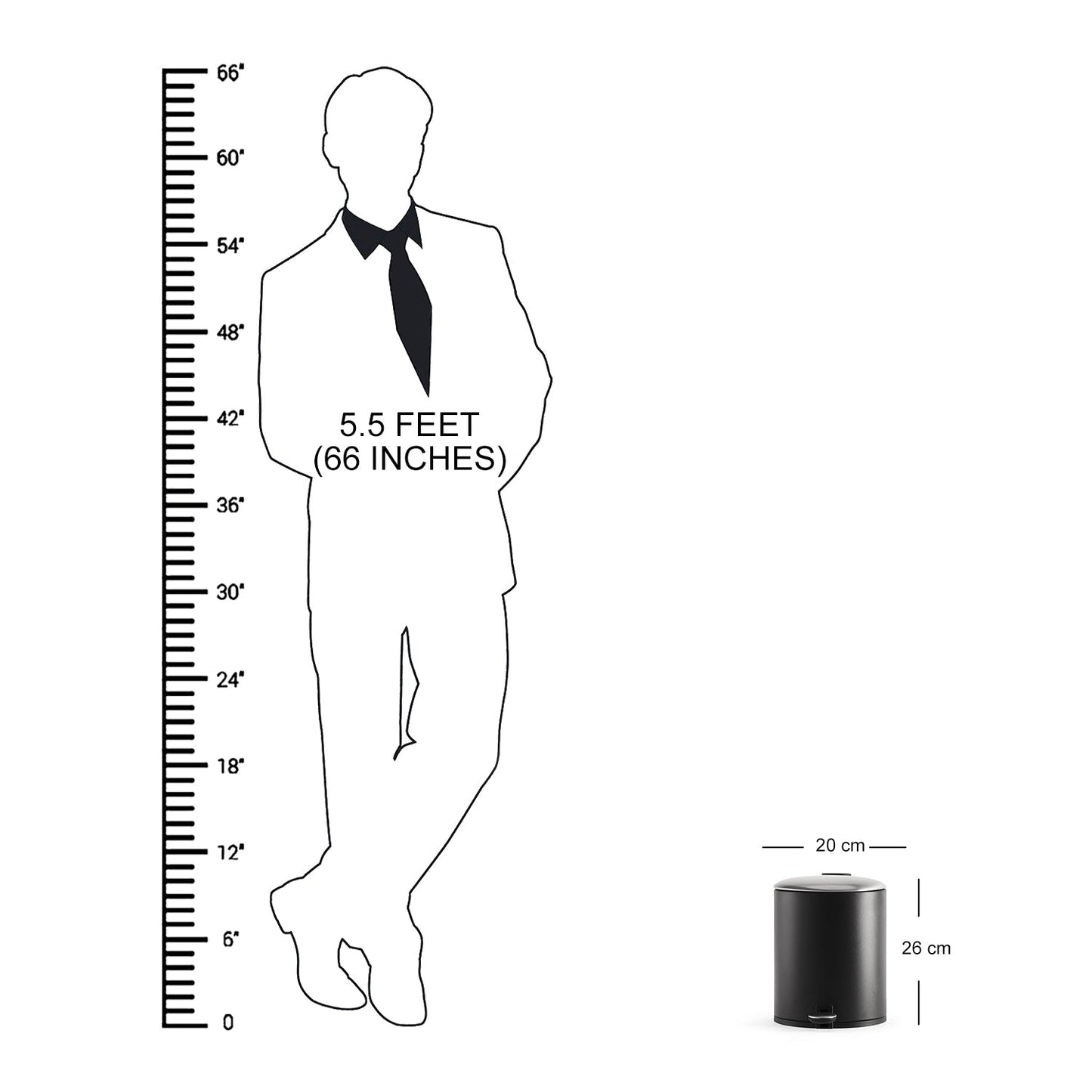 Black Iron Pedal Circular Dustbin With Lid - Small