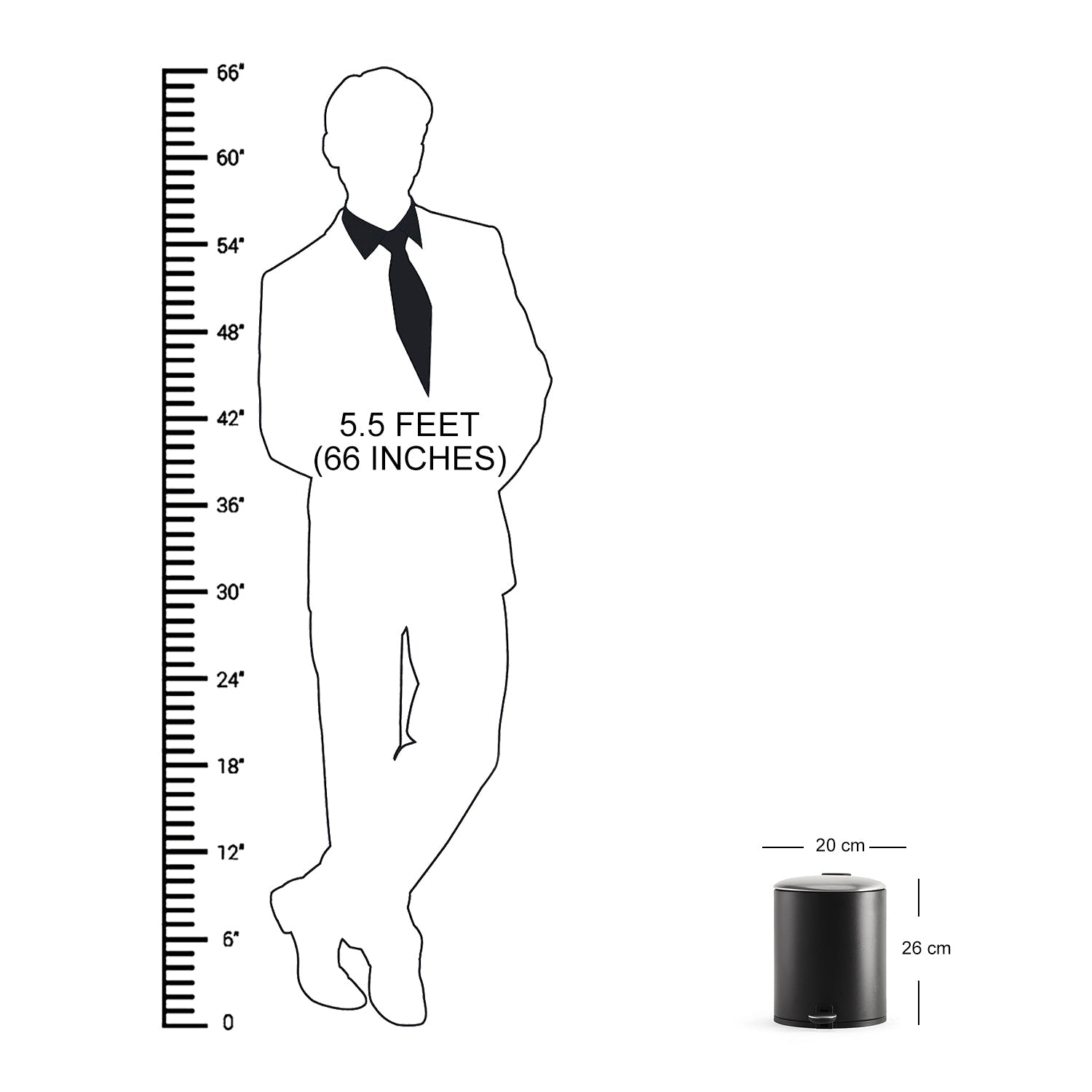 Black Iron Pedal Circular Dustbin With Lid - Small
