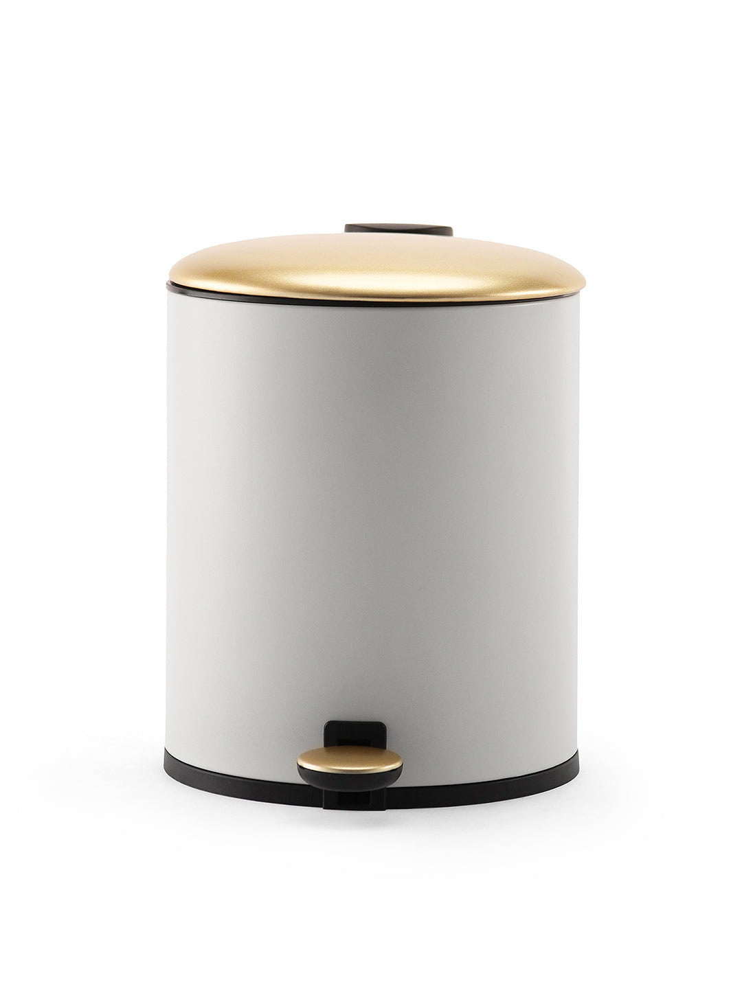 White Iron Pedal Circular Dustbin with Lid - Large