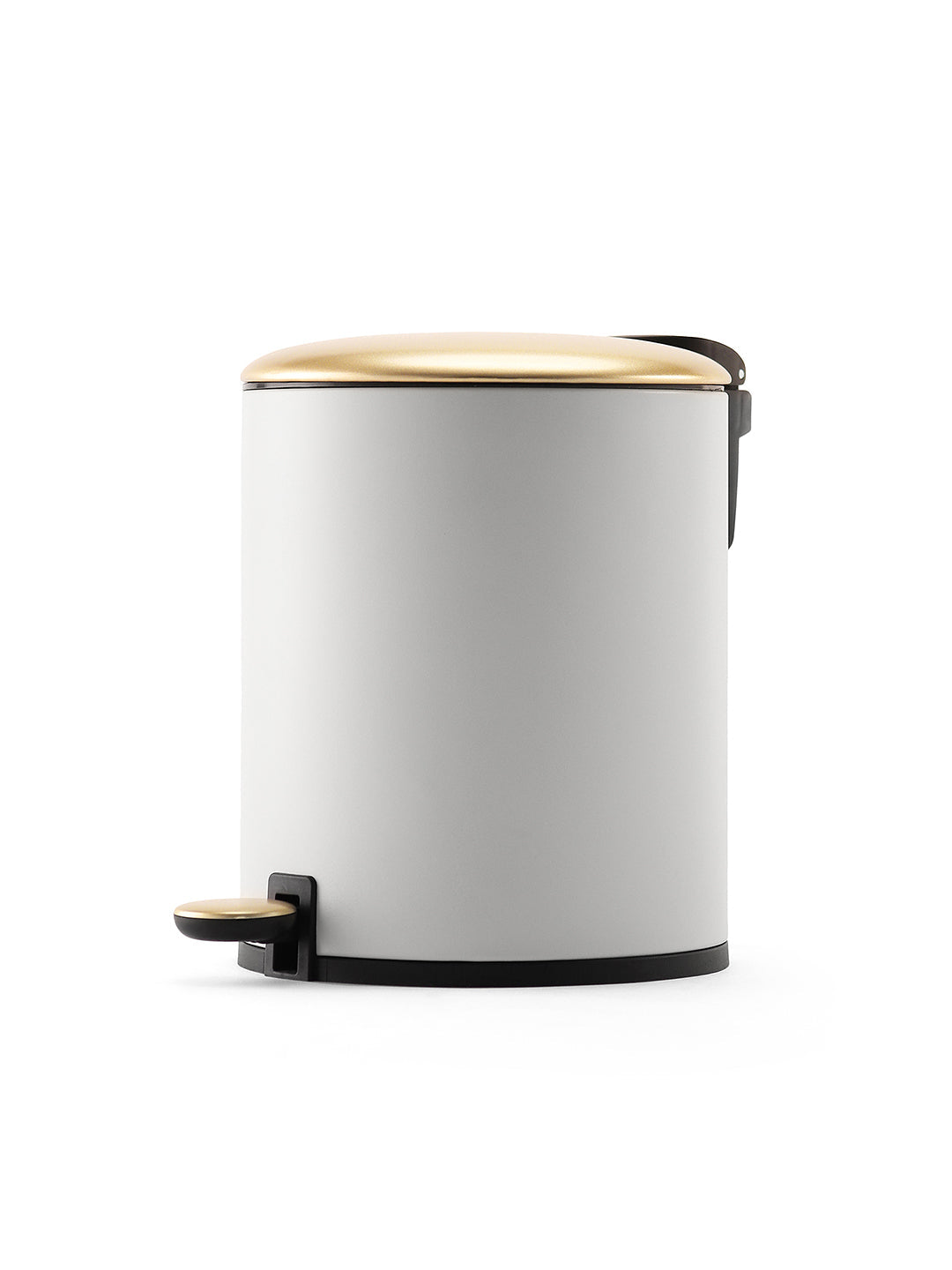 White Iron Pedal Circular Dustbin with Lid - Large