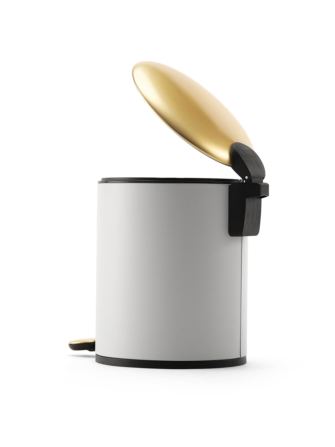 White Iron Pedal Circular Dustbin with Lid - Large