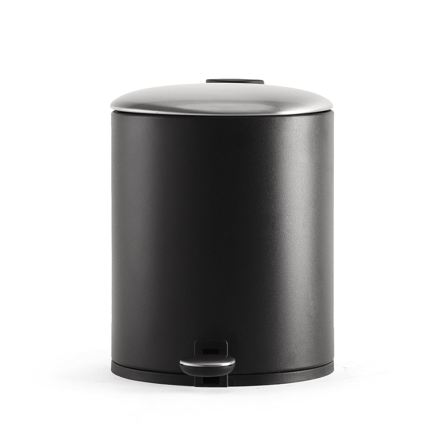 Black Iron Pedal Circular Dustbin with Lid - Large