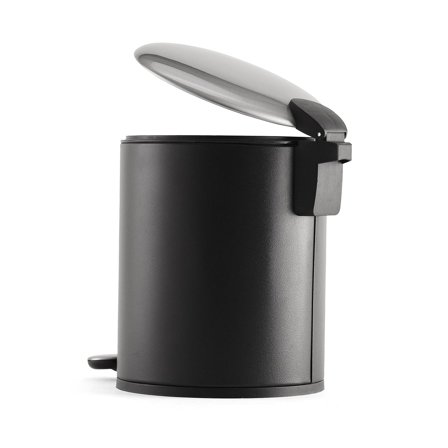 Black Iron Pedal Circular Dustbin with Lid - Large