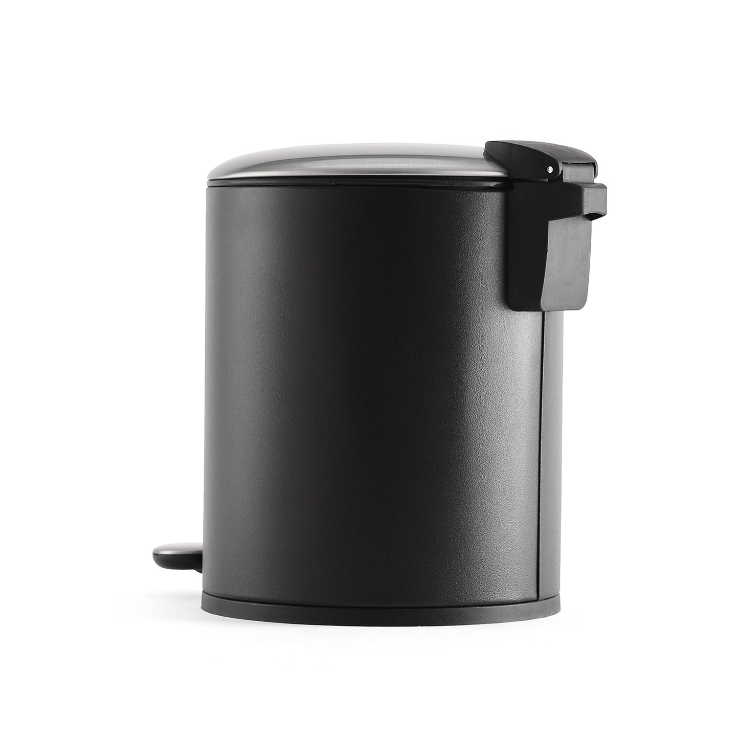 Black Iron Pedal Circular Dustbin with Lid - Large