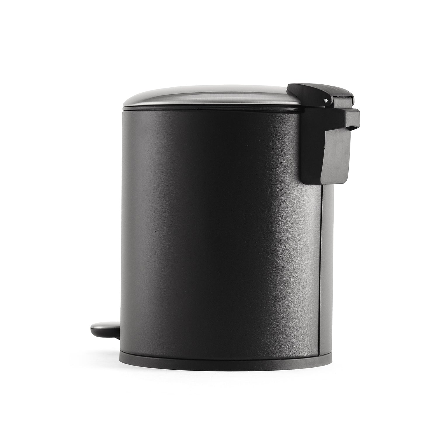 Black Iron Pedal Circular Dustbin with Lid - Large