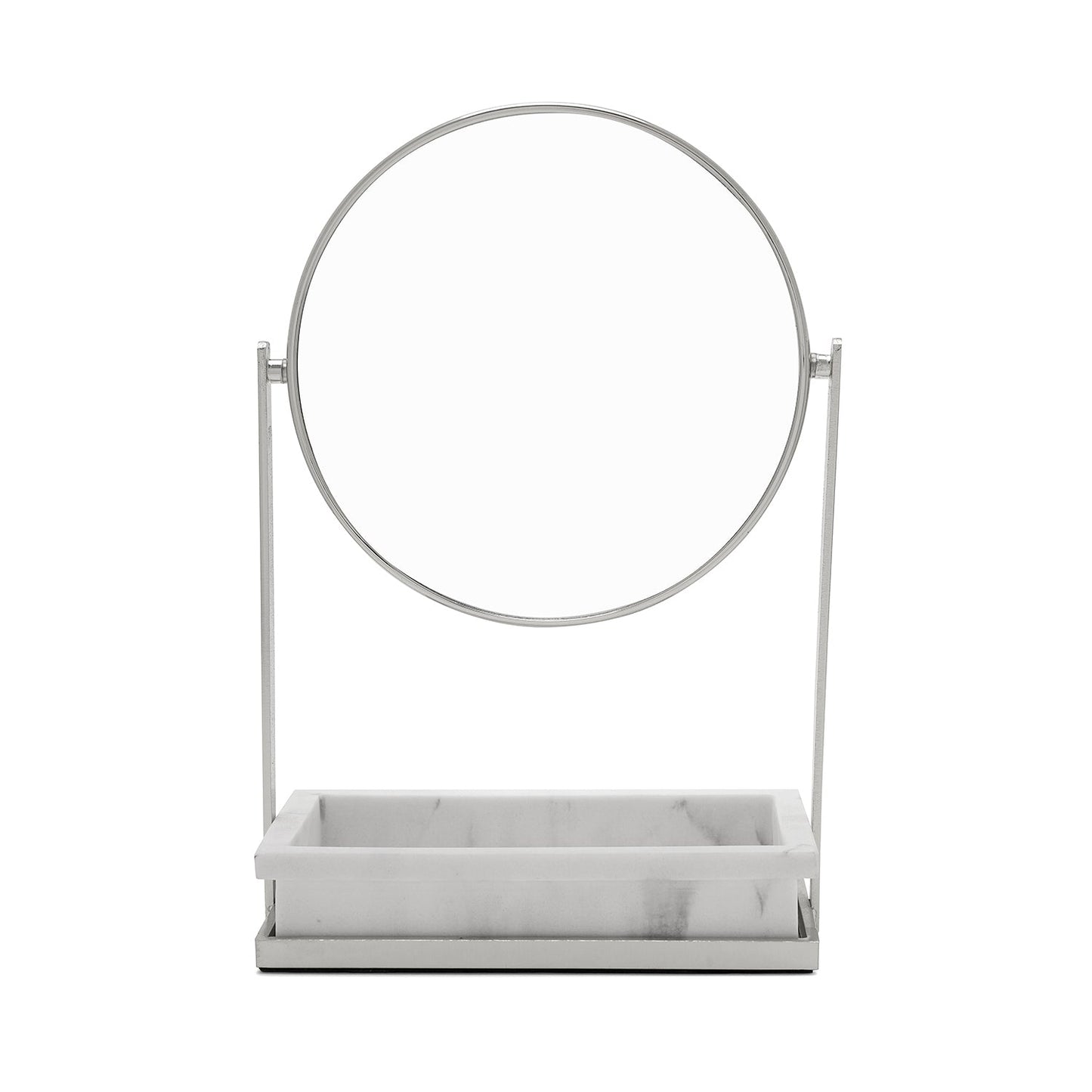 Silver Double Sided Vanity Mirror with Polyresin Base