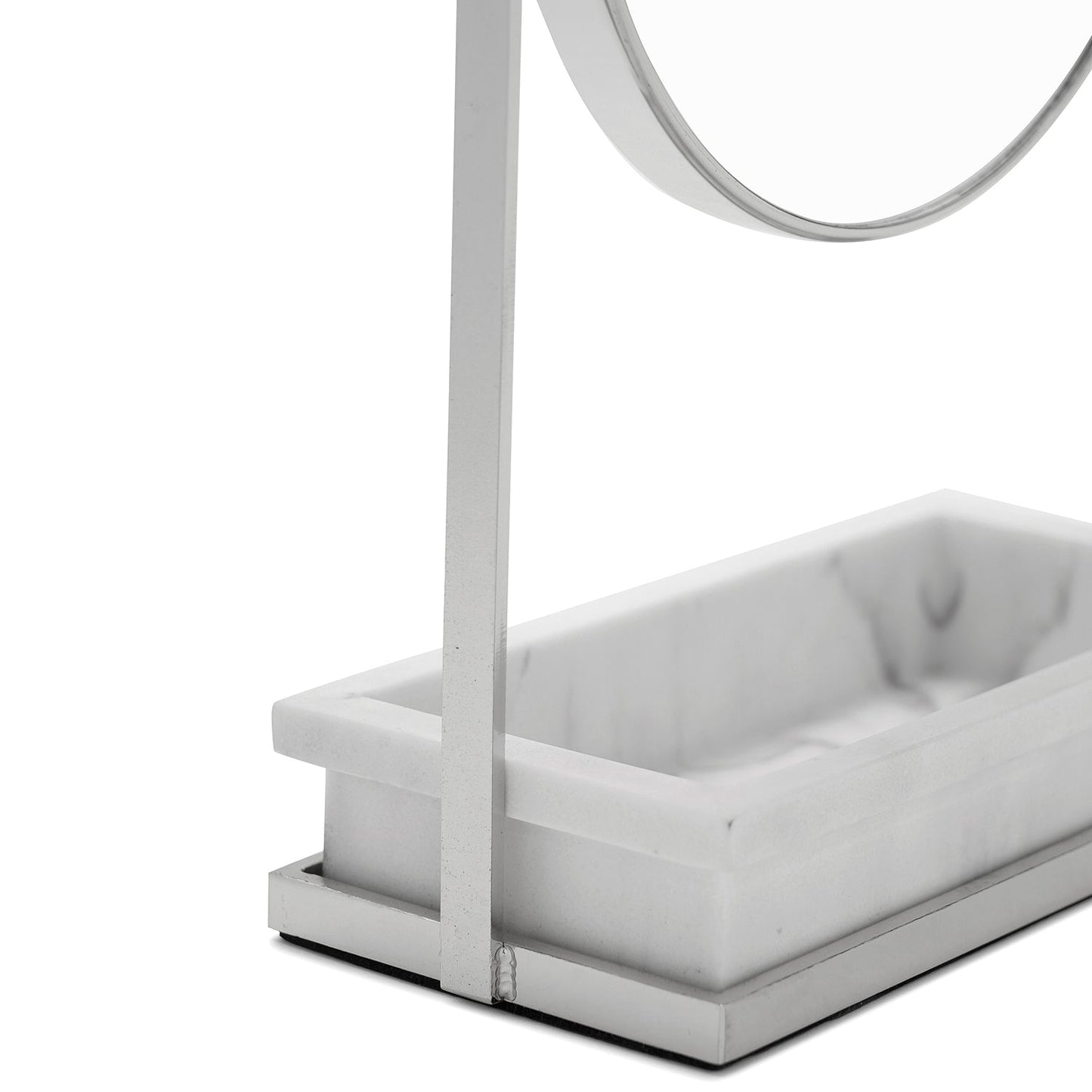 Silver Double Sided Vanity Mirror with Polyresin Base