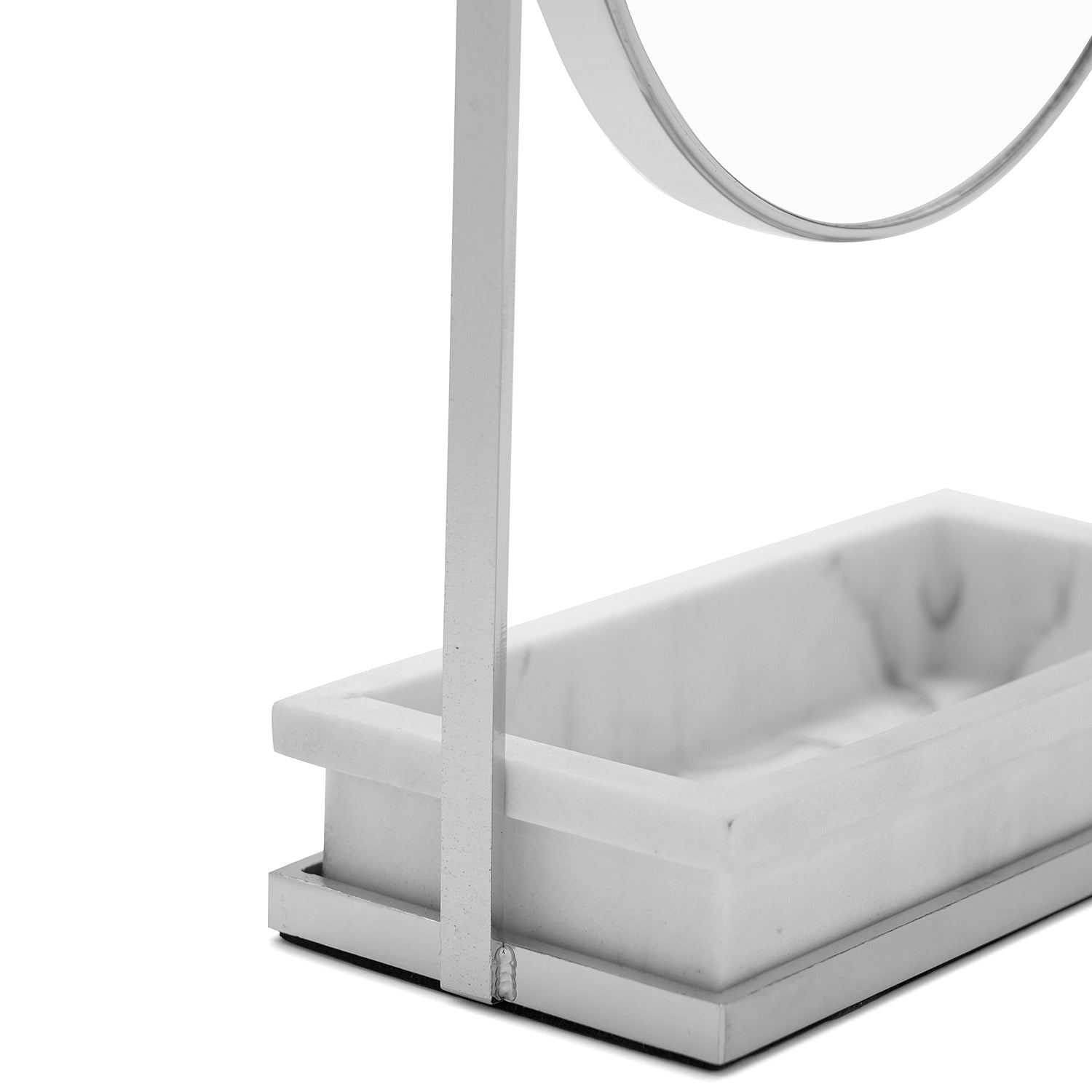 Silver Double Sided Vanity Mirror with Polyresin Base