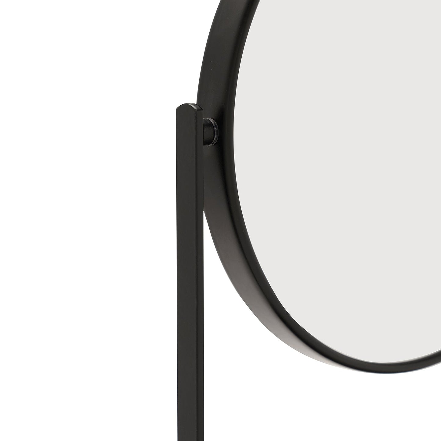 Black Double Sided Metal Vanity Mirror With Polyresin Base