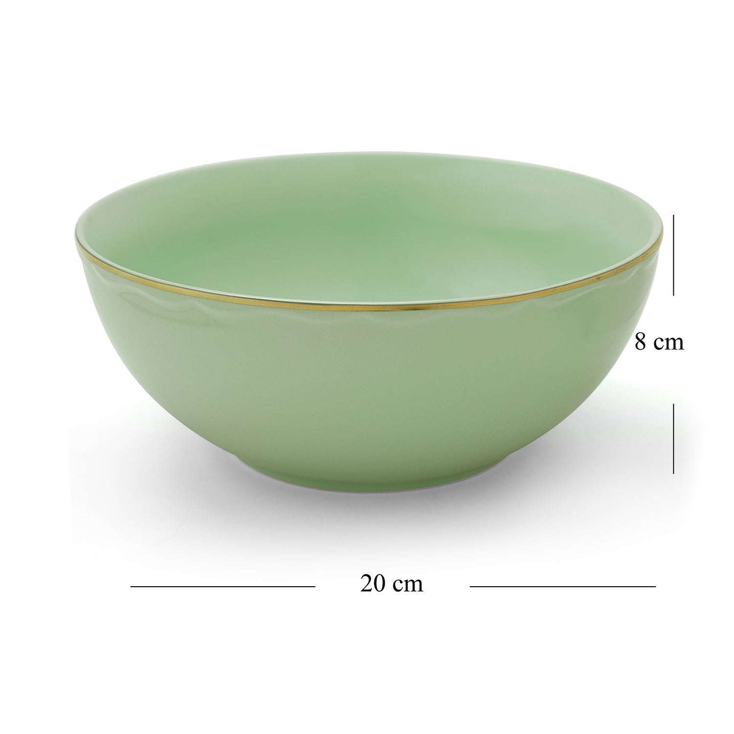Green Porcelain Serving Bowl With Gold Rim
