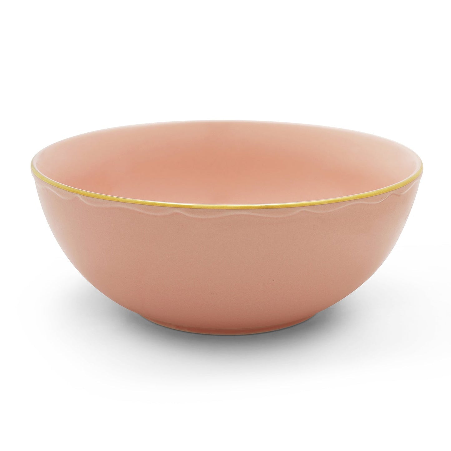 Pink Porcelain Serving Bowl With Gold Rim