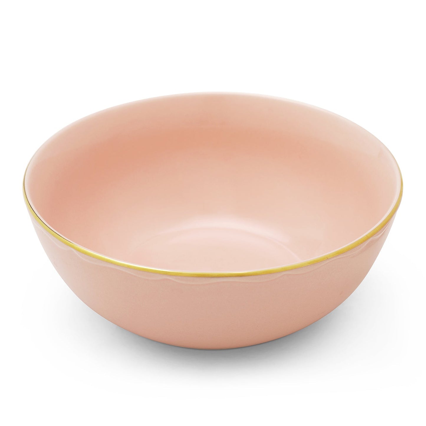 Pink Porcelain Serving Bowl With Gold Rim
