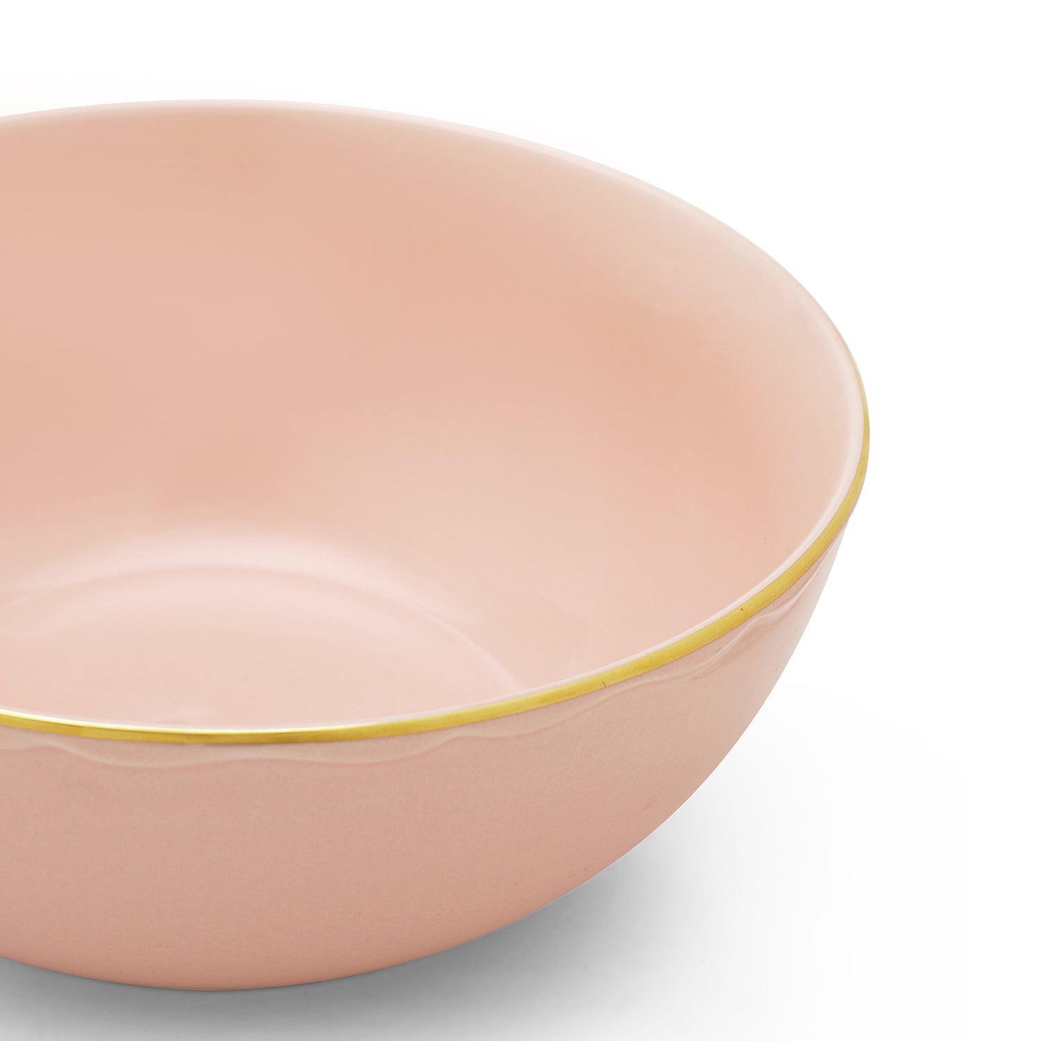 Pink Porcelain Serving Bowl With Gold Rim